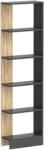 HOMCOM Raft-bibliotecă de depozitare cu 5 compartimente deschise 45 x 21 x 170 cm Negru și Stejar | Aosom Romania (833-803V00BK) Biblioteca