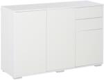 HOMCOM Mobilier Multiuz Alb, pentru Sufragerie Bucătărie Birou, 2 Sertare și 2 Uși, Deschidere Prin Apăsare, 117x36x74cm | Aosom Romania (838-077CW) Bufet