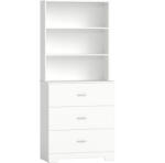 HOMCOM Bibliotecă HOMCOM cu 3 rafturi deschise și 3 sertare, din lemn, 79x39.5x182.2 cm, Alb | Aosom Romania (836-641V00WT) Biblioteca