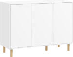 HOMCOM Bufet Modern cu 2 Dulapuri și 3 Rafturi, Mobilier Multifuncțional din Lemn, 107x40x80 cm, Alb | Aosom Romania (839-945V00WT) Bufet