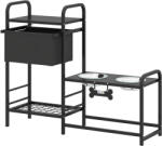 PawHut Bol ridicat pentru câini, reglabil pe înălțime, cu spațiu de depozitare, 2 x boluri din oțel inoxidabil 800 ml, 89, 5x27x74 cm, Negru | Aosom Romania (D08-094V00BK)