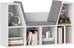 HOMCOM Bibliotecă cu loc de șezut, 6 rafturi, căptușit, 105 x 30 x 63 cm, alb | Aosom Romania (836-568V90WT) Biblioteca