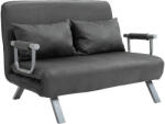 HOMCOM Canapea Extensibilă cu Șezut Reglabil în 5 Poziții și Perne Detașabile, Canapea din Imitație de Piele, 105x80x78 cm, Gri | Aosom Romania (833-042) Canapea