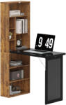 HomCom Birou de calculator pliabil cu bibliotecă, stație de lucru, tablă neagră și raft reglabil, 98x51x153cm, măr brun | Aosom Romania (836-296V80RB)