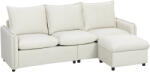 HOMCOM Set Canapea 3 Locuri, HOMCOM, Leathaire, 212x125x84cm, Crem | Aosom Romania (83B-726V00CW) Canapea
