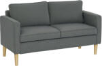 HOMCOM Canapea Modernă de 2 Locuri cu 2 Perne Detașabile, Spațiu de Depozitare și Picioare din Lemn, 140x63x79 cm, Gri | Aosom Romania (83B-130V02GY) Canapea