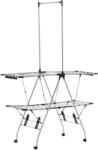 HOMCOM Uscător de rufe cu suport pliabil și roți, spațiu mare de uscare, oțel inoxidabil 138, 5 x 63 x 208 cm argintiu negru | Aosom Romania (850-136)