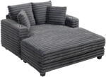 HOMCOM Chaiselongue 2 locuri canapea extensibilă mare 134 x 151 cm cu suport pentru pahare pentru living, gri | Aosom Romania (83B-580V00GY) Canapea