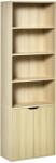 HOMCOM Bibliotecă Dulap de cărți cu 4 compartimente deschise și 2 uși pentru sufragerie și birou 59x29x180 cm Lemn natural | Aosom Romania (836-483ND) Biblioteca