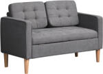 HOMCOM canapea 2 locuri, canapea cu spațiu de depozitare, picioare din lemn, canapea tapițată cu aspect catifelat pentru living, dormitor, 117x 62 x 78 cm, Gri | Aosom Romania (839-032) Canapea