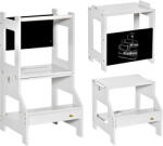 HOMCOM Turn de observație pentru copii turn de învățare 3 în 1 bară borduri înalte de siguranță și tablă neagră 42x44x86cm gri | Aosom Romania (312-052GY)