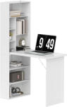 HomCom Birou de calculator pliabil cu bibliotecă, post de lucru, tablă albă și raft reglabil, 98x51x153cm, alb | Aosom Romania (836-296V81WT)