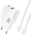 Dudao A27MaxCEU PD QC 35W USB-A USB-C Wall Charger with USB-C Cable - White (A27MaxCEU white) - vexio