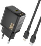 Dudao A26LEU PD 20W GaN USB-C Wall Charger with USB-C to Lightning Cable - Black (A26LEU black) - vexio