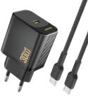 Dudao A27PCEU PD 30W GaN USB-C Wall Charger with USB-C Cable - Black (A27PCEU black) - vexio