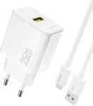 Dudao A27STEU 25W GaN USB-A Wall Charger with USB-A - USB-C Cable - White (A27STEU white) - vexio
