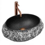 Rea Mika Gabro Black 50x38 cm pultra ültethető kőhatású mosdó, fekete REA-U0634 (REA-U0634)