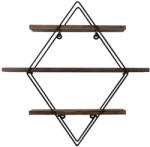 Timeless Tools Fém polc, rombusz, 60x40x15 cm, fekete-dió