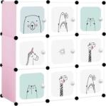 Leobert ModernHome Gyermek moduláris szekrény, polcos, 9 modul, állatok, fehér-rózsa (5903332074914)