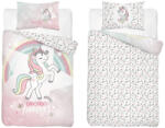  Pamut ágynemű huzat 100*135 cm - Rózsaszín unikornis