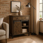  Komód 70 cm rusztikus tölgy/fekete - COLE (ME-COLE-DRU-CZ-KOM)