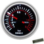 AUTOLIFE 84030 2BAR Turbónyomás mérőóra fekete számlapos (84030) - akcio-shop