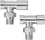 Cerano - Radiátorszelep csatlakozókészlet - kézi - sarok - 1/2"/1/2" - króm (CER-K1561)