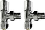 Cerano - Radiátorszelep csatlakozókészlet - kézi - sarok - 1/2"/PEX 16x2 mm - króm (CER-478126)