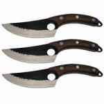 DEPOX Set trei cutite macelarie DEPOX®, lucrate manual, Fine Cook, 27.5 cm, maro, teaca piele inclusa (F106 + F106 + F106)