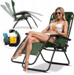 Sofotel Összecsukható Kerti Napozóágy Párnával Strand Fotel Terasz Erkély Zöld (286302)