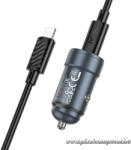 CAR charger Hoco USB C QC3.0 PD 30W + cable USB C to Lightning Z57 metal gray (6942007633062)