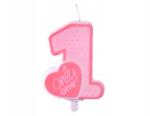 Party Deco Szülinapi gyertya Only One, rózsaszín, 8cm