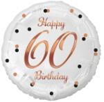  Fólia lufi Happy 60. Birthday évszámos fehér rosegold elegáns 45 cm O60B (5902973155785)