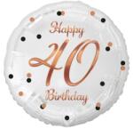  Fólia lufi Happy 40. Birthday évszámos fehér rosegold elegáns 45 cm O40B (5902973155730)