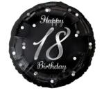  Fólia lufi Happy 18. Birthday évszámos fekete ezüst elegáns 45 cm (5902973154993)