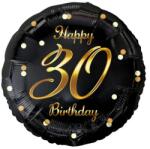  Fólia lufi Happy 30. Birthday évszámos fekete arany elegáns 45 cm O30Z (5902973154917)