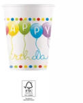  Happy Birthday Streamers papír pohár 8 db-os 200 ml FSC (PNN93461) - oliviashop