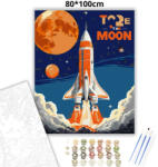  Retro Hold küldetés - számfestő készlet - 80×100 cm (Keretre feszítve)