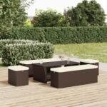 vidaXL Табуретки с възглавници 2 бр кафяви 40x30x40 см полиратан (319395)
