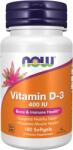 NOW Vitamina D-3 - 400 UI · 180 softgeluri