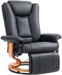 HOMCOM dönthető fotel dönthető funkcióval, forgó, 150 kg-ig, műbőr huzat, acél váz, fekete (839-964V81BK)
