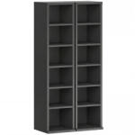 HOMCOM Set de 2 rafturi coloane dulap de depozitare CD-DVD 12 compartimente 21 x 22, 5 x 88, 5 cm capacitate 204 CD-uri negru | Aosom Romania (833-872V02BK)