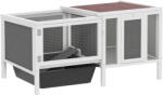 PawHut Conigliera de Exterior cu Casă, Zonă de Alergare și Tavă, Cușcă pentru Iepuri din Lemn de Brad, Metal, PET și Acoperiș din Bitum, 105 x 57.5 x 51.5 cm, Multicolor | Aosom Romania (D51-500V90GY)