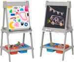 AIYAPLAY Tabla de desen pentru copii dublă cu rola de hârtie, tablă cu cretă, tablou, design 3-in-1 pentru desen și pictură | Aosom Romania (3B0-013V80GY)