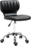 HOMCOM Taburet cu roți - taburet de lucru rotativ la 360° - taburet ergonomic - înălțime șezut reglabilă 47-62 cm - căptușeală de piele ecologică matlasată negru metal cromat | Aosom Romania (503-014)