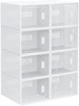 HomCom Pantofar Modular cu 8 Cuburi de Depozitare și Uși Magnetice, Cuburi din PP, 25x35x19 cm, Alb și Transparent | Aosom Romania (850-173) Pantofar