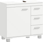 HomCom Dulap Sub Lavoar pentru Baie cu Ușă Amortizată și 3 Sertare, Decupaj în Formă de U și Rafturi, Dulap Modern și Compact pentru Lavoare cu Piedestal sau Fără, Alb | Aosom Romania (834-918V90WT)