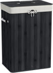 HOMCOM Coș de rufe, cutie rufe, colector de rufe cu capac, sac din pânză, bambus, pliabil, 72L, Negru 40 x 30 x 60 cm | Aosom Romania (850-017V00BK)