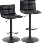 HOMCOM Set de 2 taburete de bar reglabile pe înălțime cu șezut rotativ din PU 44 x 45 x 85-106 cm negru | Aosom Romania (83A-409V00BK)