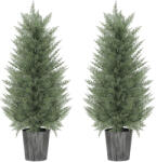 HOMCOM Set de 2 chiparoși artificiali mari 90cm plantă artificială din plastic în ghiveci 15 x 15 x 90 cm Grün | Aosom Romania (83C-065V00GN)